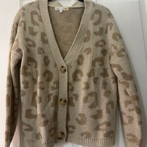 C&C California Beige Leopard Cardigan